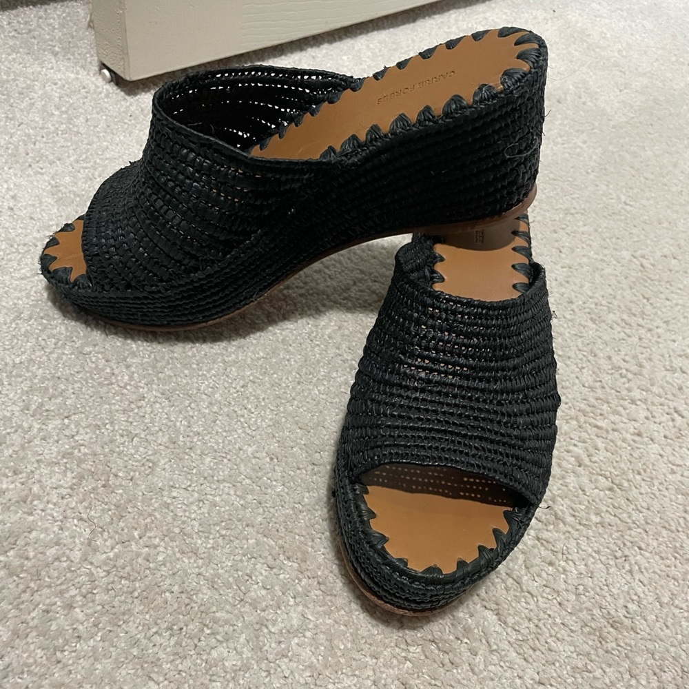 EUC Carrie Forbes Raffia Platform Wedge Mules ❤️